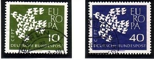 DEUTSCHLAND MI-NR. 367-368 o EUROPA 1961 - TAUBE