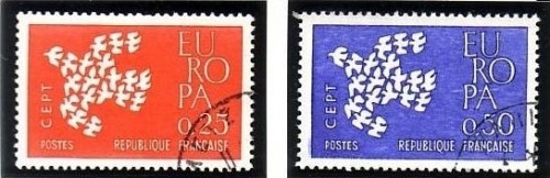 FRANKREICH MI-NR. 1363-1364 o EUROPA 1961 - TAUBE