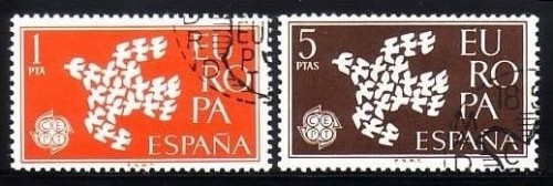 SPANIEN MI-NR. 1266-1267 o EUROPA 1961 - TAUBE