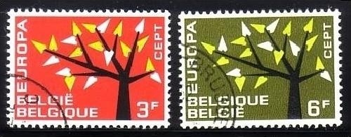 BELGIEN MI-NR. 1282-1283 GESTEMPELT(USED) EUROPA 1962 BAUM