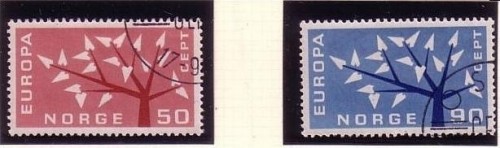NORWEGEN MI-NR. 476-477 GESTEMPELT(USED) EUROPA 1962 BAUM