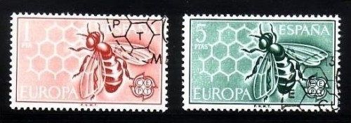 SPANIEN MI-NR. 1340-1341 GESTEMPELT(USED) EUROPA 1962 HONIGBIENE WABE