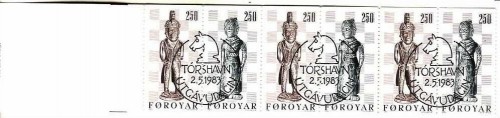 FÄRÖER MH 1 GESTEMPELT(USED) SCHACH SCHACHFIGUREN mit Stempelmotiv SCHACH 1983