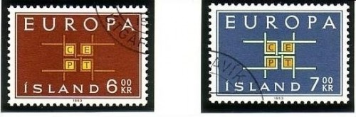 ISLAND MI-NR. 373-374 GESTEMPELT(USED) EUROPA 1963