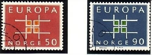 NORWEGEN MI-NR. 498-499 GESTEMPELT(USED) EUROPA 1963