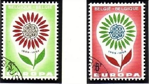 BELGIEN MI-NR. 1358-1359 GESTEMPELT(USED) EUROPA 1964 STILISIERTE BLUME