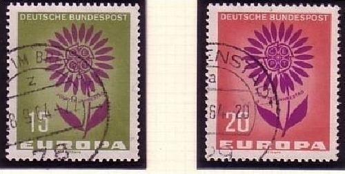 DEUTSCHLAND MI-NR. 445-446 GESTEMPELT(USED) EUROPA 1964 STILISIERTE BLUME
