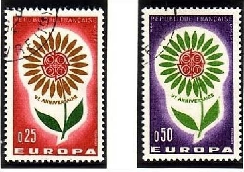 FRANKREICH MI-NR. 1490-1491 GESTEMPELT(USED) EUROPA 1964 STILISIERTE BLUME