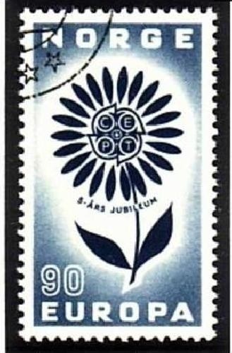 NORWEGEN MI-NR. 521 GESTEMPELT(USED) EUROPA 1964 STILISIERTE BLUME