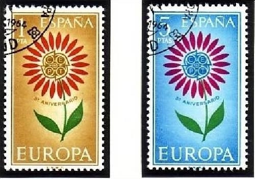 SPANIEN MI-NR. 1501-1502 GESTEMPELT(USED) EUROPA 1964 STILISIERTE BLUME