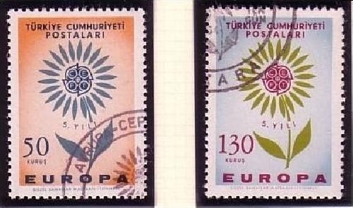 TÜRKEI MI-NR. 1917-1918 GESTEMPELT(USED) EUROPA 1964 STILISIERTE BLUME