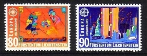 LIECHTENSTEIN MI-NR. 1033-1034 POSTFRISCH(MINT) EUROPA 1992 ENTDECKUNG AMERIKAS COLUMBUS
