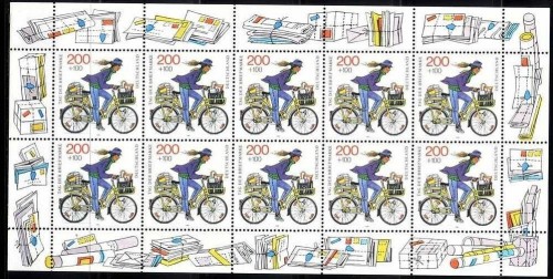DEUTSCHLAND MI-NR. 1814 POSTFRISCH(MINT) KLEINBOGEN TAG DER BRIEFMARKE 1995 FAHRRAD