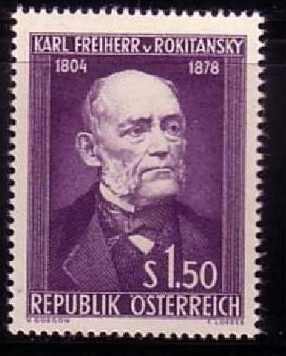 ÖSTERREICH MI-NR. 997 POSTFRISCH(MINT) KARL FREIHERR VON ROKITANSKY PATHOLOGE