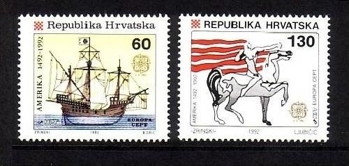 KROATIEN MI-NR. 211-212 POSTFRISCH(MINT) EUROPA 1992 ENTDECKUNG AMERIKAS COLUMBUS SCHIFF PFERD
