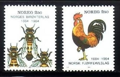 NORWEGEN MI-NR. 908-909 POSTFRISCH(MINT) IMKERGESELLSCHAFT BIENEN GEFLÜGELZUCHT HAHN