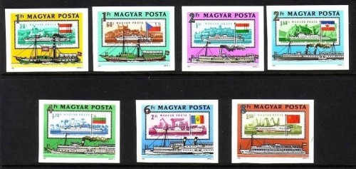 UNGARN MI-NR. 3514-3520 B POSTFRISCH(MINT) EUROPÄISCHE DONAUKOMMISSION SCHIFFE FLAGGEN MARKE AUF MARKE