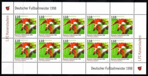 DEUTSCHLAND MI-NR. 2010 POSTFRISCH(MINT) KLEINBOGEN FUSSBALLMEISTER 1998 KAISERSLAUTERN