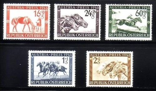 ÖSTERREICH MI-NR. 785-789 POSTFRISCH(MINT) PFERDERENNEN AUSTRIA PREIS 1946