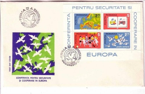 RUMÄNIEN BLOCK 124 FDC KSZE 1975 LANDKARTE