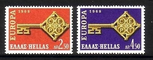GRIECHENLAND MI-NR. 974-975 POSTFRISCH(MINT) EUROPA 1968 KREUZBARTSCHLÜSSEL