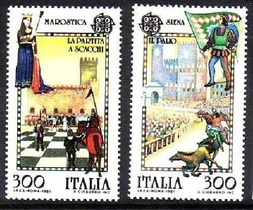 ITALIEN MI-NR. 1748-1749 POSTFRISCH(MINT) EUROPA 1981 FOLKLORE SCHACHPARTIE