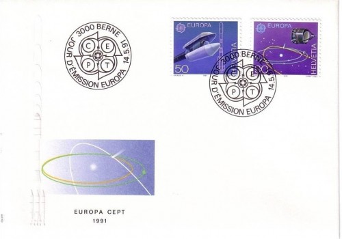 SCHWEIZ MI-NR. 1444-1445 FDC EUROPA 1991 WELTRAUMFAHRT