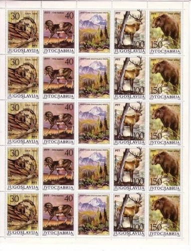 JUGOSLAWIEN MI-NR. 2206-2209 POSTFRISCH(MINT) ZD-BOGEN - FISCHOTTER, MUFFLON, HIRSCH, BÄR