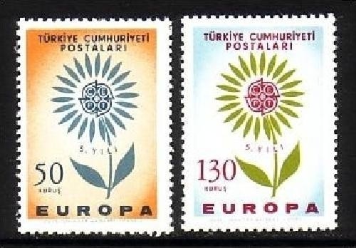 TÜRKEI MI-NR. 1917-1918 POSTFRISCH(MINT) EUROPA 1964 STILISIERTE BLUME