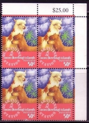 COCOS ISLAND MI-NR. 347 POSTFRISCH(MINT) 4er BLOCK QUARANTÄNE STATION ALPAKA 1996