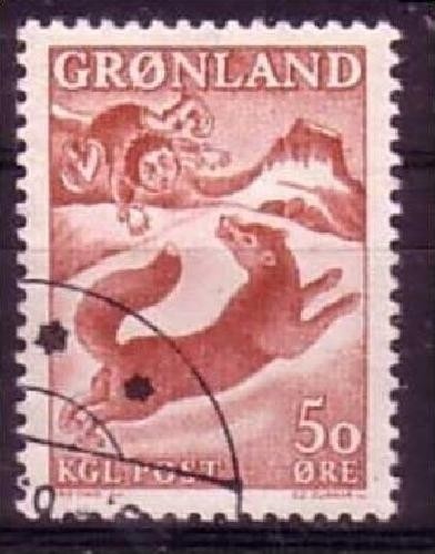 GRÖNLAND MI-NR. 66 GESTEMPELT(USED) SAGEN "VOM JUNGEN UND DEM FUCHS"