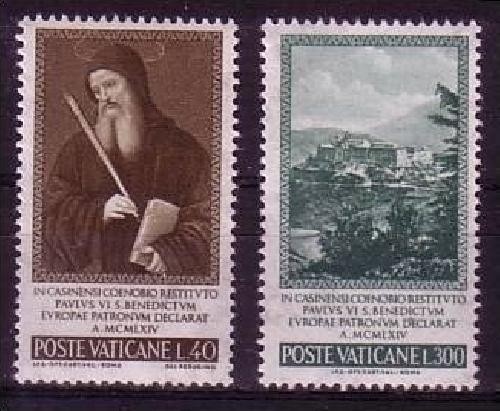 VATIKAN MI-NR. 481-482 POSTFRISCH(MINT) MITLÄUFER 1965 Hl. BENEDIKT von NURSIA