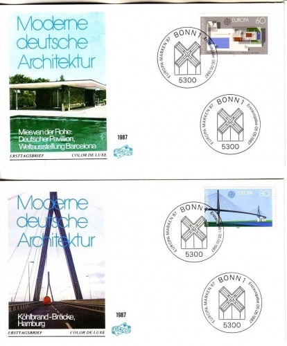 DEUTSCHLAND MI-NR. 1321-1322 FDC(FIDACOS)(2) EUROPA 1987 MODERNE ARCHITEKTUR