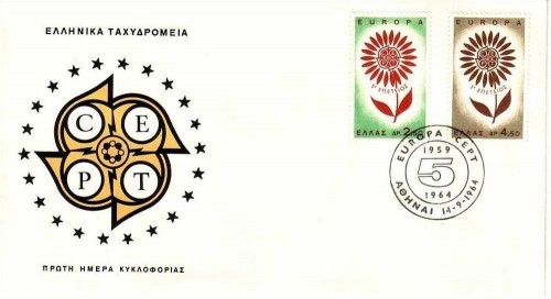 GRIECHENLAND MI-NR. 858-859 FDC CEPT 1964 BLUME