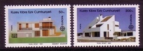 TÜRKISCH ZYPERN MI-NR. 205-206 A POSTFRISCH(MINT) EUROPA 1987 MODERNE ARCHITEKTUR