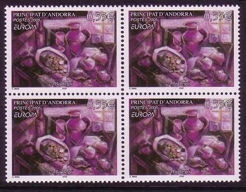 ANDORRA FRANZÖSISCH EUROPA 2005 ESSEN VIERERBLOCK 629 POSTFRISCH POSTPREIS 2,20 EURO