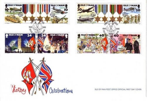 ISLE OF MAN MI-NR. 629-636 FDC BEENDIGUNG DES 2. WELTKRIEGES 1995
