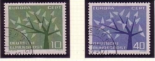 DEUTSCHLAND MI-NR. 383-384 GESTEMPELT(USED) EUROPA 1962 BAUM
