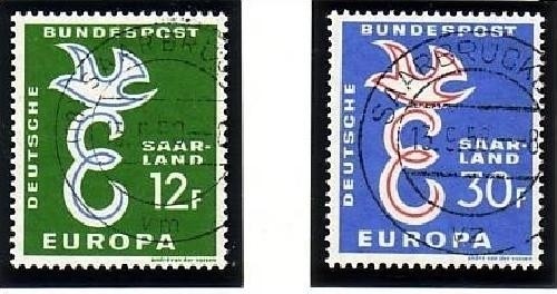 SAARLAND MI-NR. 439-440 GESTEMPELT(USED) EUROPA 1958