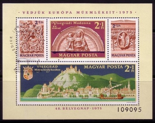 UNGARN BLOCK 115 A o VISEGRAD - DENKMALSCHUTZJAHR 1975