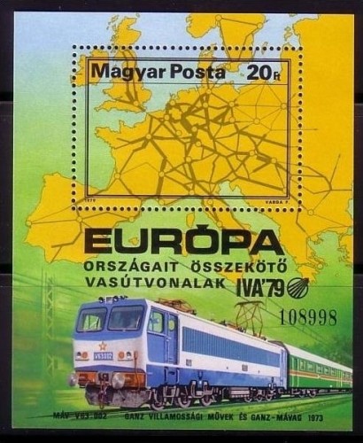 UNGARN BLOCK 137 A POSTFRISCH(MINT) EUROPAKARTE MIT EISENBAHNNETZ 1979