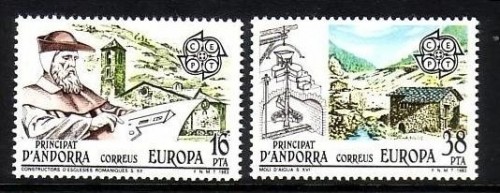 ANDORRA SPANISCH MI-NR. 165-166 POSTFRISCH(MINT) EUROPA 1983 - GROSSE WERKE KIRCHE WASSERMÜHLE