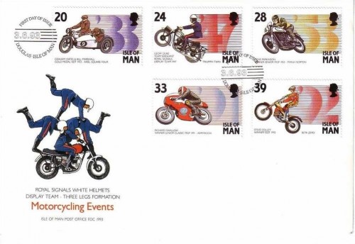 ISLE OF MAN MI-NR. 550-554 FDC MOTORRADSPORT - FAHRER und ihre MASCHINEN