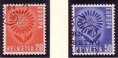 SCHWEIZ MI-NR. 800-801 GESTEMPELT(USED) EUROPA 1964 STILISIERTE BLUME