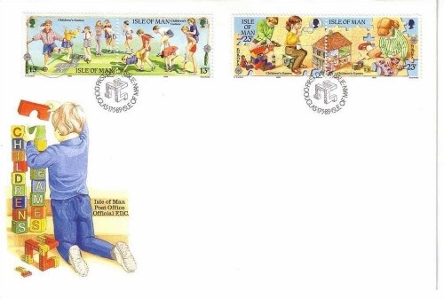 ISLE OF MAN MI-NR. 404-407 FDC EUROPA 1989 KINDERSPIELE