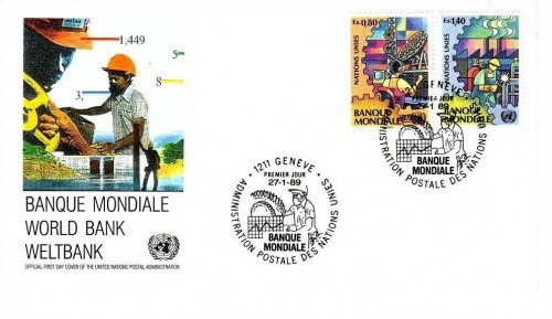 UNO GENF MI-NR. 173-174 FDC WELTBANK 1989