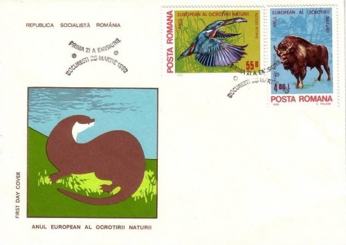 RUMÄNIEN MI-NR. 3705-3710 FDC MITLÄUFER 1980 EISVOGEL BISON - REH - HIRSCH - REIHER