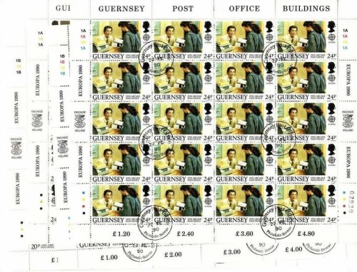 GUERNSEY MI-NR. 483-486 GESTEMPELT(USED) KLEINBOGENSATZ EUROPA 1990 POSTALISCHE EINRICHTUNGEN