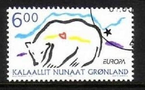 GRÖNLAND MI-NR. 338 GESTEMPELT(USED) EUROPA 1999 NATUR- und NATIONALPARKS EISBÄR
