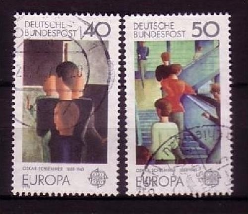 DEUTSCHLAND MI-NR. 840-841 GESTEMPELT(USED) EUROPA 1975 GEMÄLDE OSKAR SCHLEMMER